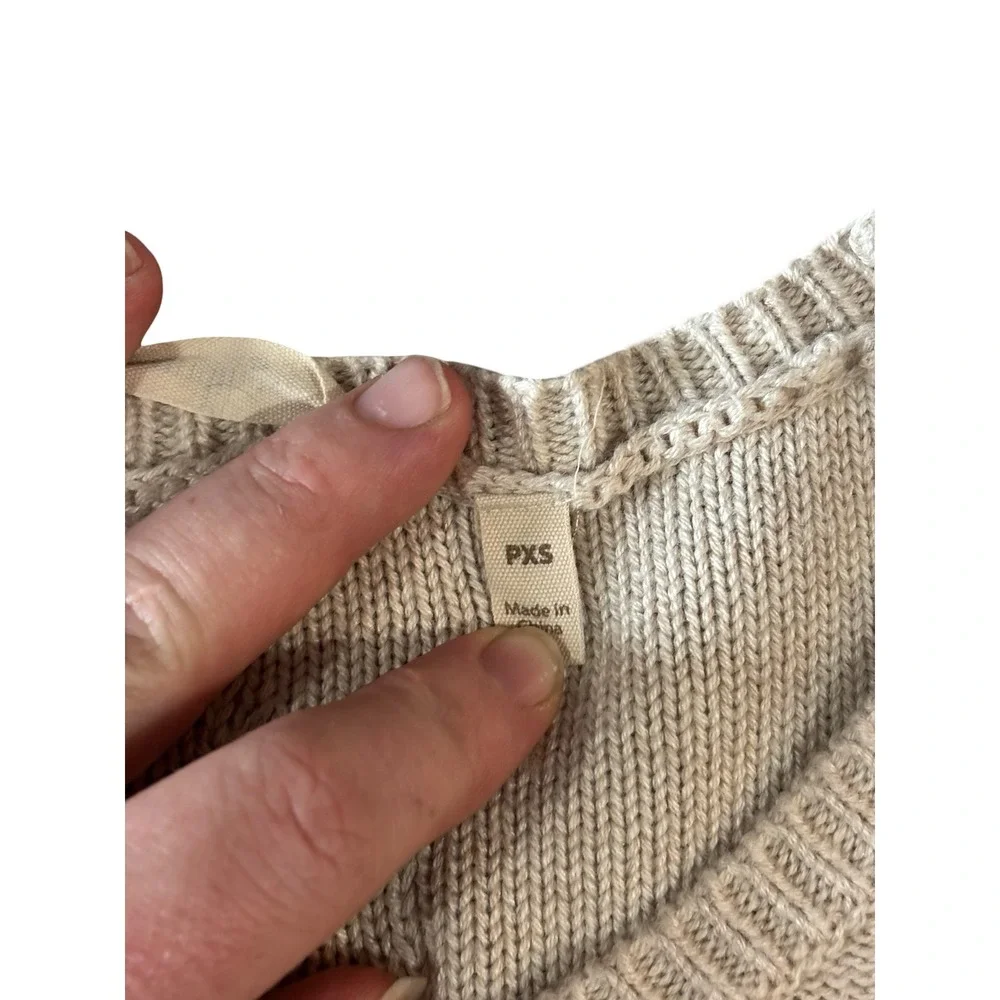 Soft Surroundings Silk Cashmere Blend Lattice Cable Knit‎ Sweater Beige PXS